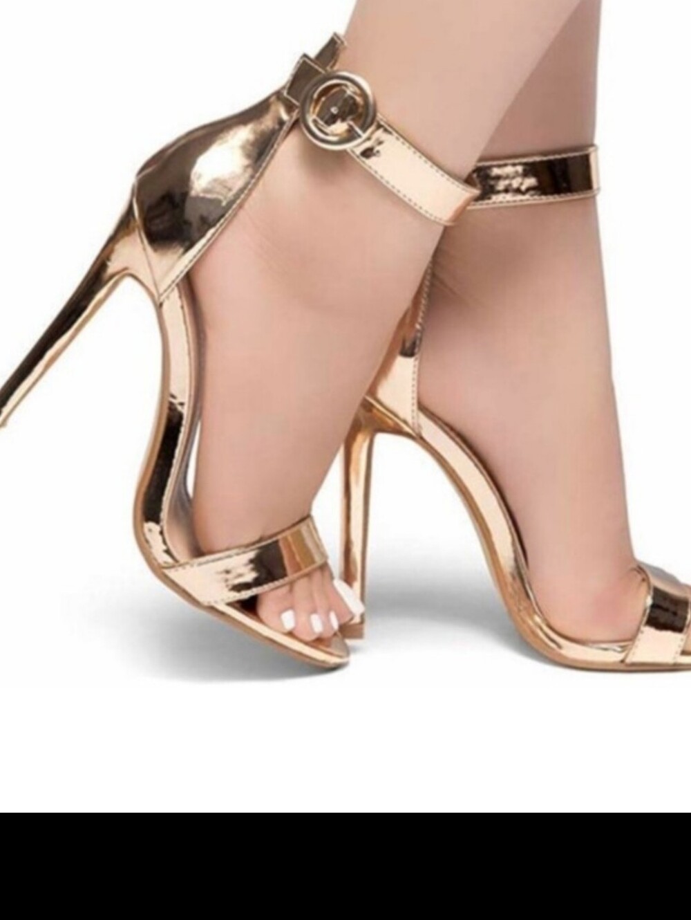 Rose Gold Metallic Stiletto Heels Ankle Straps Great Condition 8 1/2